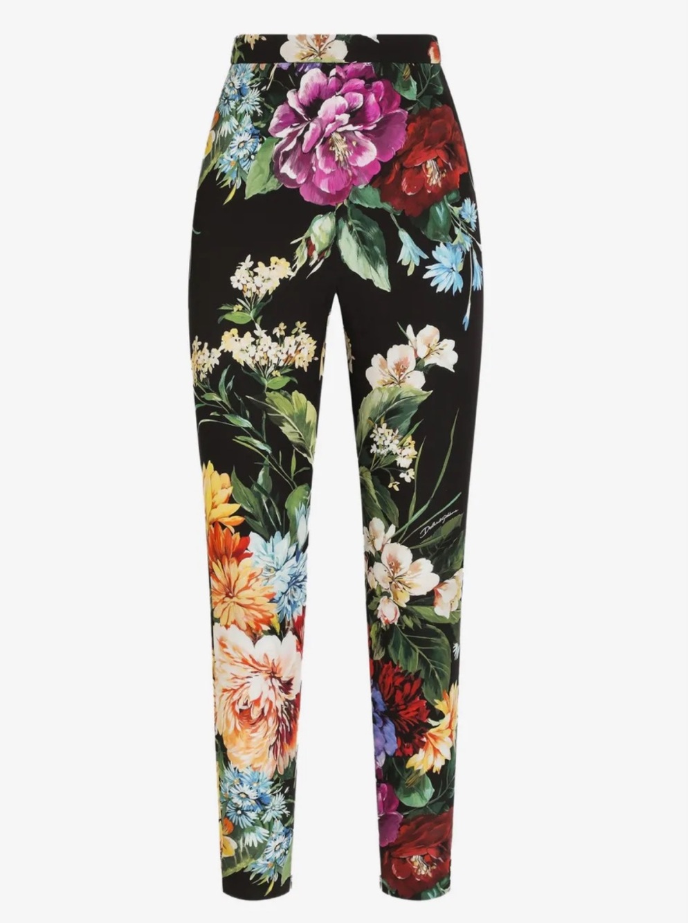 Dolce & Gabbana Charmeuse Silk Pants With Floral Bouquet Print